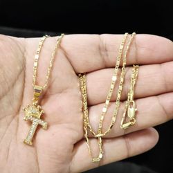 14k Gold Plated T Initial Necklace 