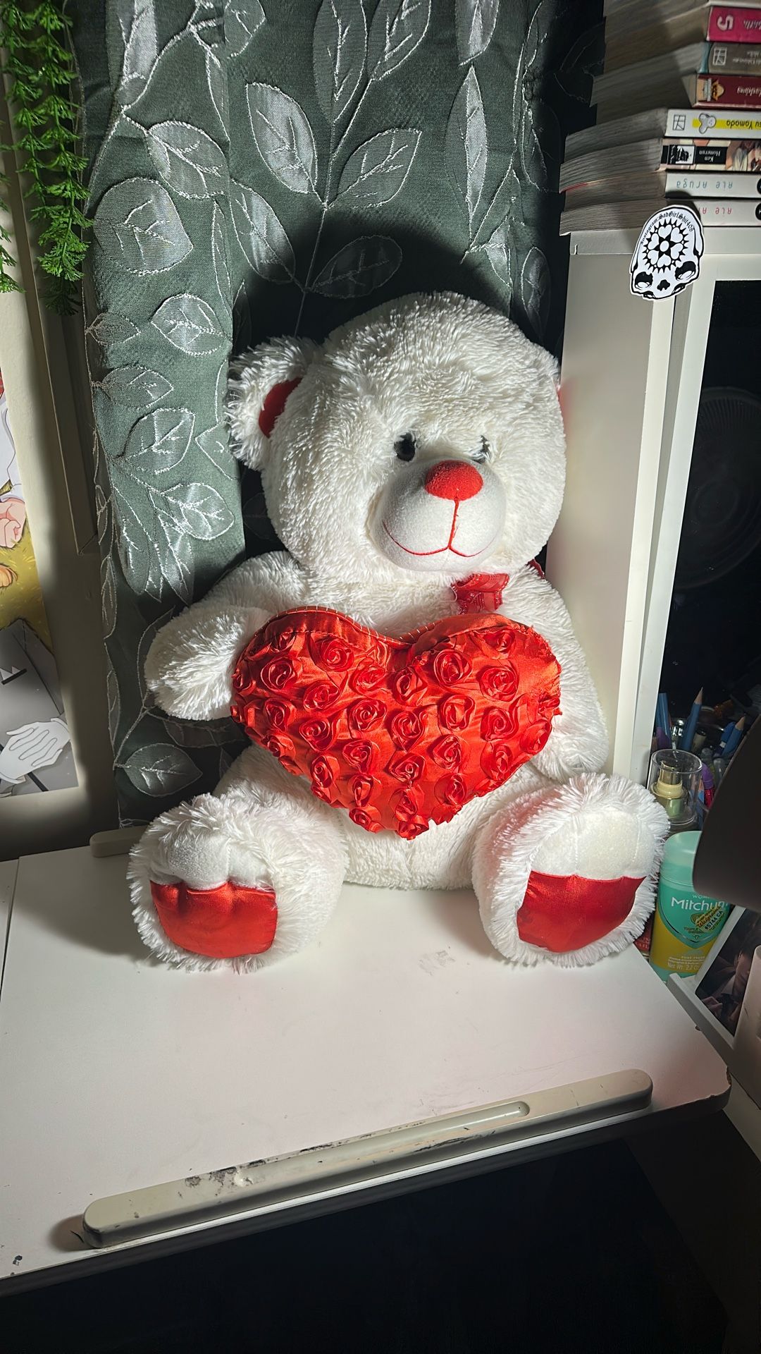 White Teddy Bear with Heart