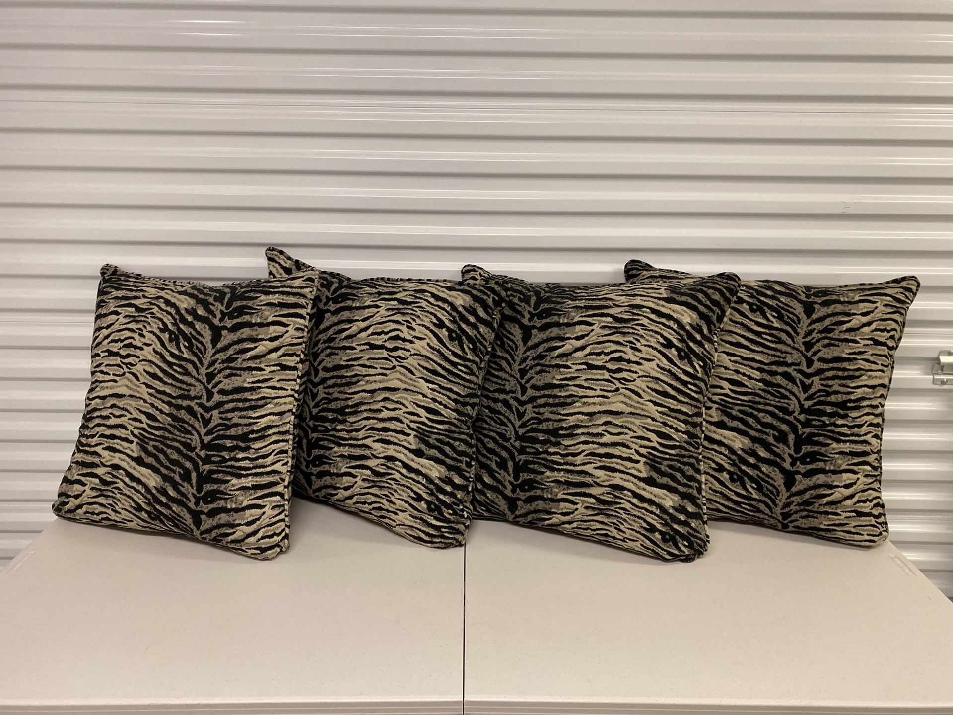 Set of 4 Decorative Pillows w/ Zebra Pattern - Excellent Condition