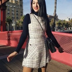 Zara Tweed Romper Jumper Jumpsuit XS Extra Small