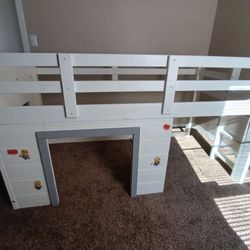 Children's Bed And Mattress; Twin Loft Bed With Ladder And Dresser
