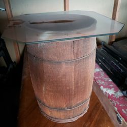 barrel side table glass top