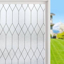 Window Privacy (35.4x118.1 inches)  Film Static Cling Prism Window Decorative Sticker Deep Embossed Removable Door Glass Covering Sun Blocking UV Reje