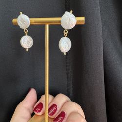 Two Coin Drop Earrings 18 K Gold Vermeil 