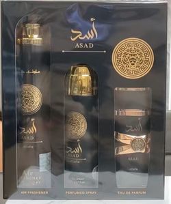 Lattafa Asad 3 Pc Gift Set Men Cologne 3.4oz EDP Spray Deodorant Air Freshener NEW⁠