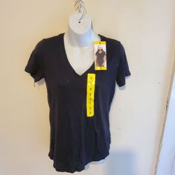Felina V-Neck Short Sleeve Tee - Black Size S