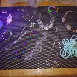 Vintage Fashion Jewelry.. Some Glows Under UV Light.. Selling As A Bundle. All Sales Final.