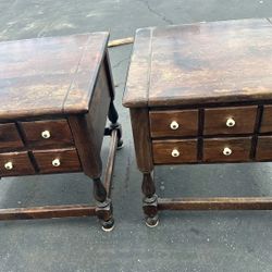 Ethan Allen Antique Pine End Tables. Nice dark old pine patina