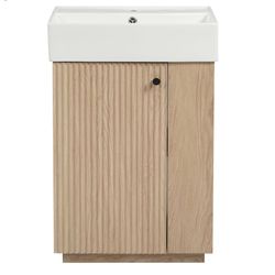 Assembled New 22” Bathroom Vanity w/ Sink Freestanding Modern w/Single Ceramic Sink Left-Opening 