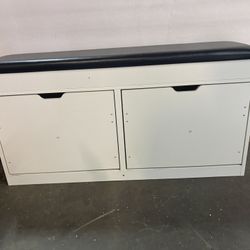 40" Shoe Storage Bench with 2 Flip Drawers & Padded Seat Cushion, Shoe Cabinet with Lift Top Storage Box, White