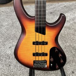MTD Kingston Saratoga Deluxe 4 String Bass - Deep Cherry Burst Maple with Monster Tone Pick Ups