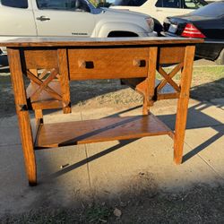 Antique Arts and Crafts or Mission-style library table or desk