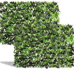 DOEWORKS Expandable Fence Privacy Screen for Balcony Patio Outdoor, 2PCS Faux Ivy Fencing Panel for Backdrop Garden Backyard Home Decorations 16 x 45 
