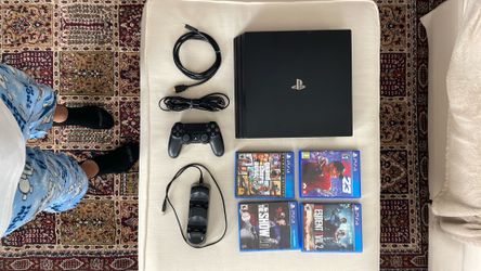 Ps4 Pro With Controller, Games, And Wireless Charger For Controller
