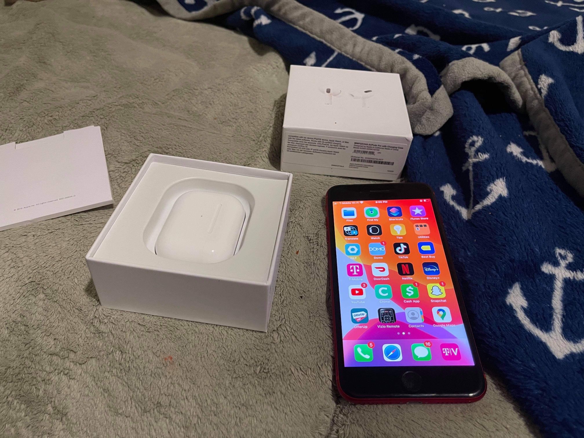 iPhone Plus Product Red And AirPods Pro Asking 370
