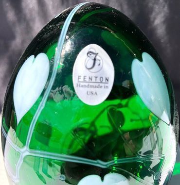 Dave Fetty Fenton Glass Hanging Hearts Egg w/ Original Box - EXCELLENT!!!