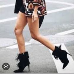 Sam Edelman Belinda Suede Fringe Boots - Tan / Caramel