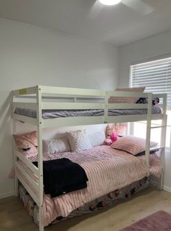 Twin white bunk bed