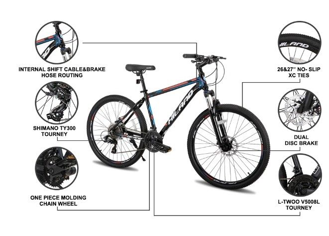 Hiland inch Mens Mountain Bike,24 Speeds Shimano Drive