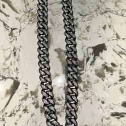 Silver Iced out Cuban link, Passes diamond Tester