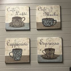 Set a four kitchen wall art pieces