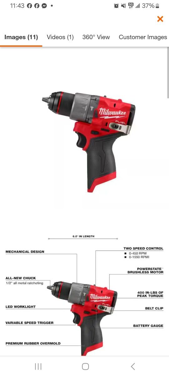 12v Milwaukee Fuel Hammer Drill