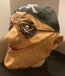 Pirate Halloween Costume Latex Mask with Attached Bandana
