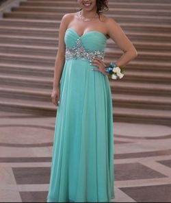 Aqua Jeweled Prom Dress