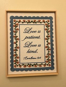 Framed Embroidery 1 Corinthians 13:4 Wall Art