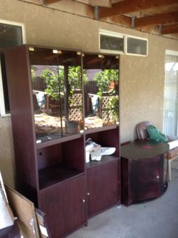 Entertainment center with glass doors
