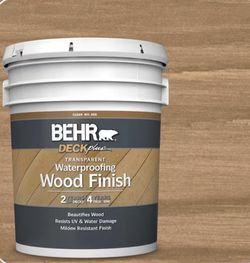 BEHR DECKplus 5 Gal. Natural Clear Transparent Waterproofing Exterior Wood Finish