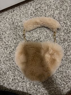 Faux Fur Mini Handbag with Gold Chain