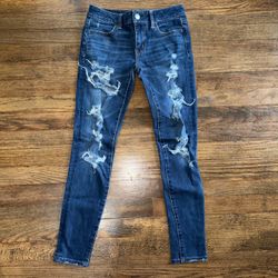 American Eagle Dark Distressed Wash Skinny Jegging