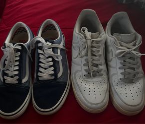 Shoes - Old Skool Vans Navy Blue - Air Force 1s White