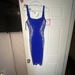 Rhinestone Blue Dress 