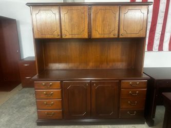 OFFICE/HOME STORAGE WOODEN CABINET WITH HUTCH