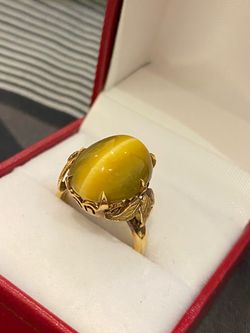 18K GOLD CATS EYE RING