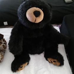 Floppy Teddy Bear Black And Beige Excellent Condition
