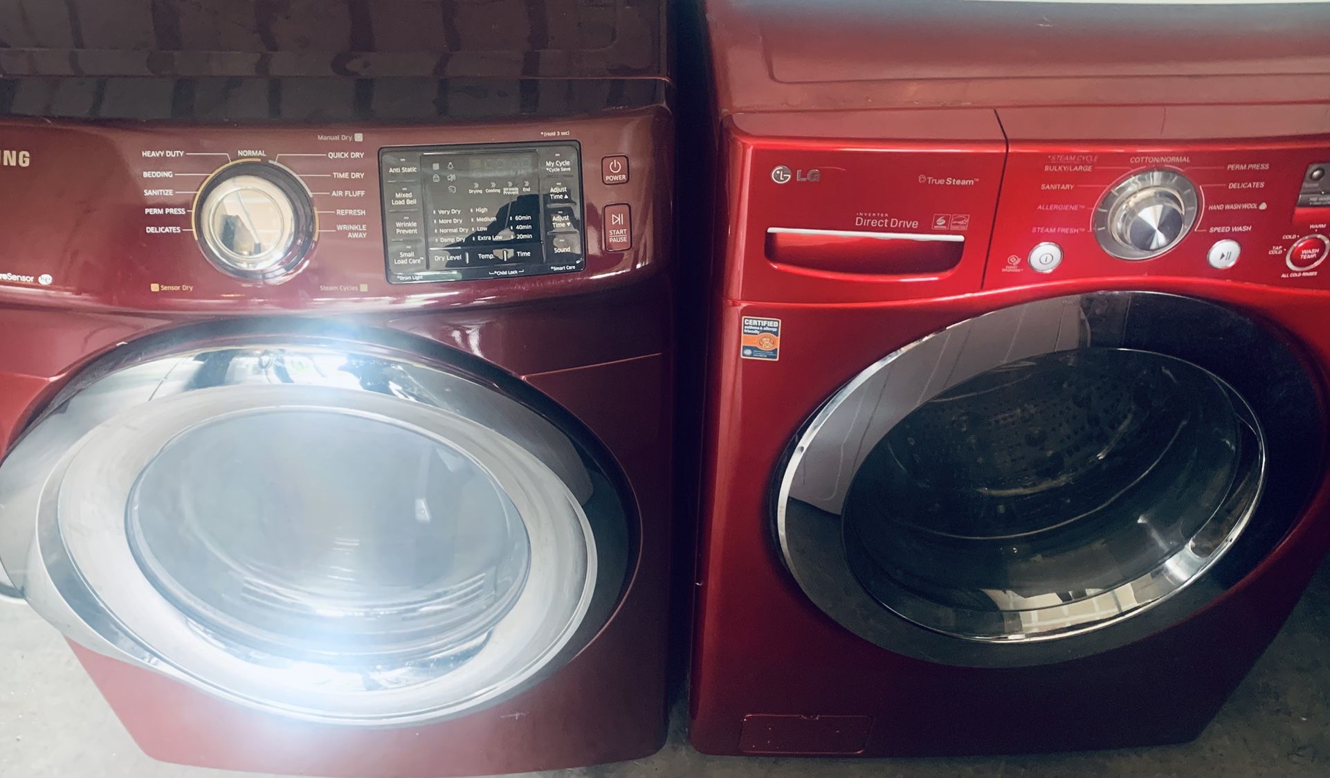 Samsung & LG Front Load And Stackable Option Washer And Dryer Set Steam Options