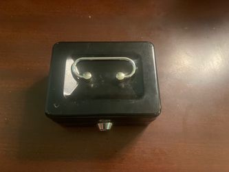 Small Black Metal Cash Box with Lock