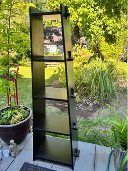 Tall black  wood bookshelf
