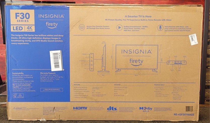 43" Inch Insignia Amazon Smart Tv (New)
