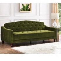 Green Velvet Vintage Reclining Sofa 