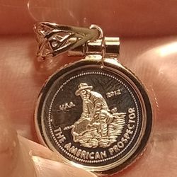 American Prospector Round Pendant +Bezel + BAIL [925]