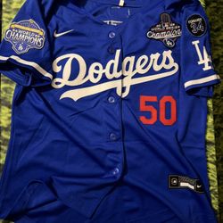 Dodgers Betts 50 Jersey M World Series Champions Fernando Patches
