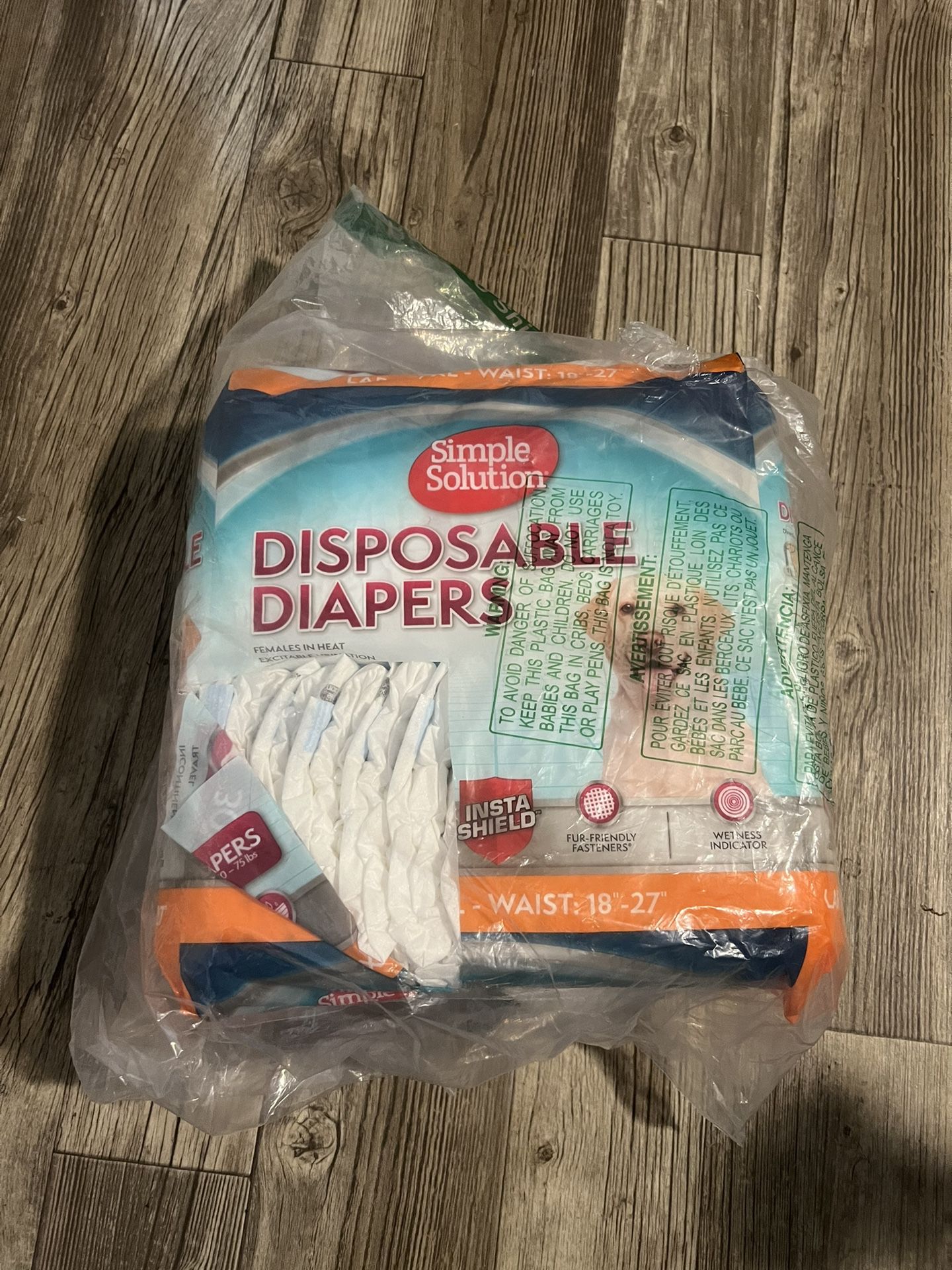 Disposable Dog Diapers for Female Dogs | Super Absorbent with Wetness Indicator | L/XL | 30 Count/ Waist 18 - 27