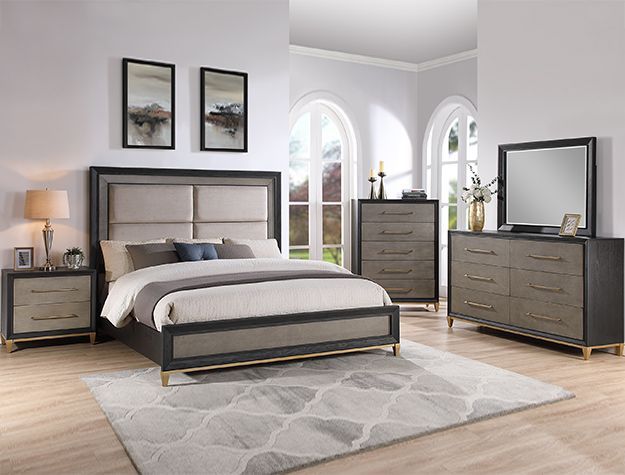 SALE!! NEW Two Tone UPHOLSTERED Bedroom Set QUEEN ONLY $10 DOWN