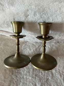 PAREJA DE CANDELABROS ANTIGUO DE BRONCE