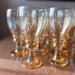 15 Vintage Iridescent Libby Glass Slash Honey Brown Goblet