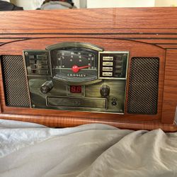 Crosley CR42D-PA Lancaster 3-Speed Turntable with Radio, CD/Cassette Player, Aux-in and Bluetooth, Paprika